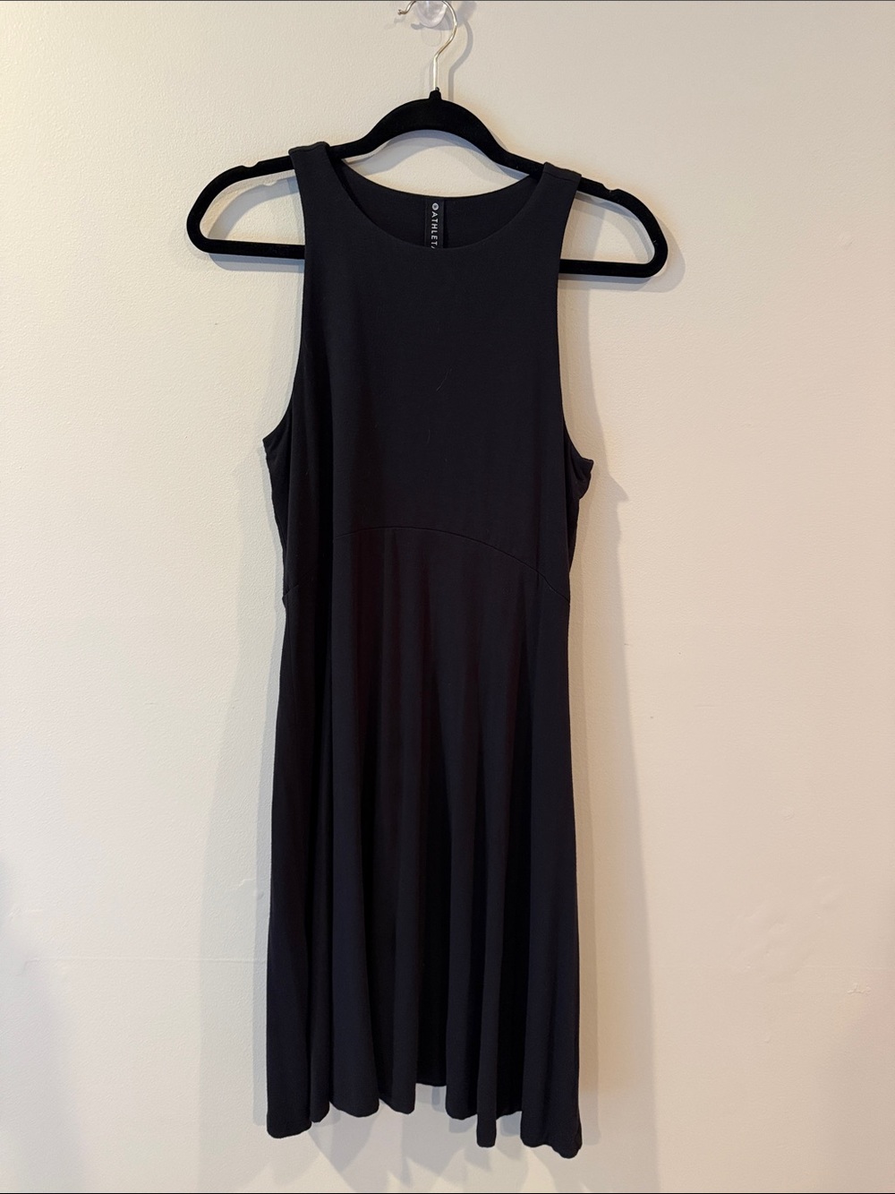 Athleta Black Sleeveless A-Line Jersey Mini Dress
